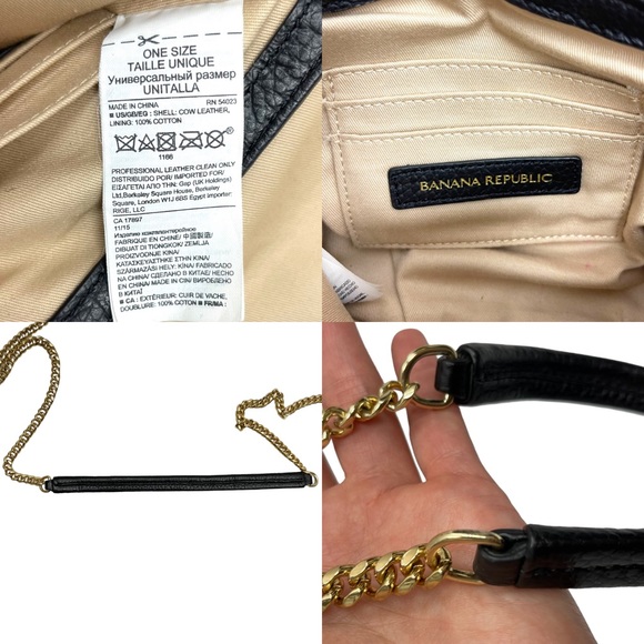 SOLD 🔴 Banana Republic leather shoulder bag Crossbody bag with gold chain - Picture 14 of 15